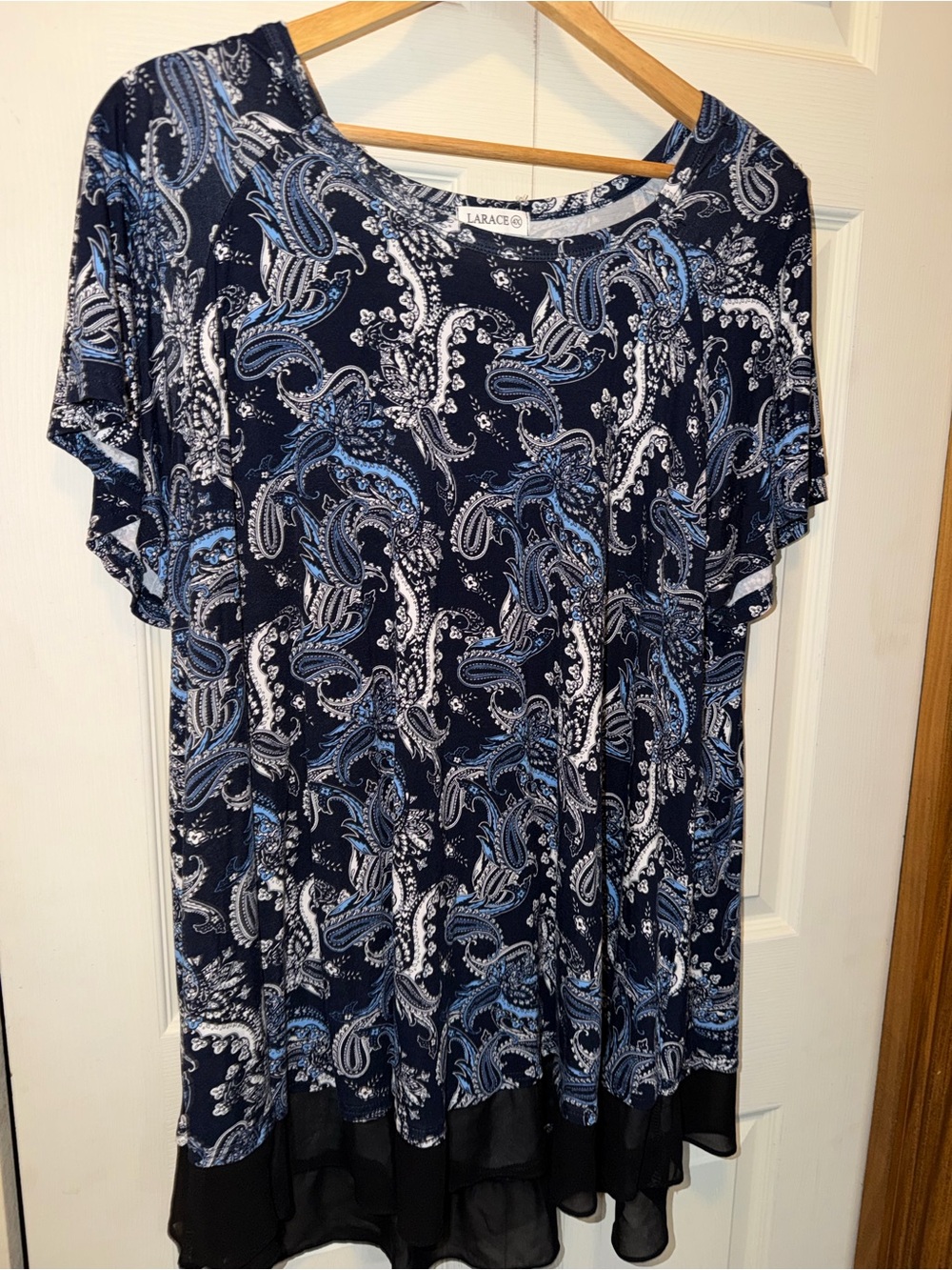 LARACE Navy Paisley Tunic with Blue Accents